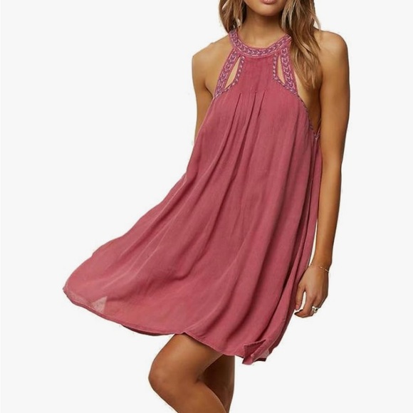 O'Neill Dresses & Skirts - O’Neill Women’s Small Pink Dress Embroidered Boho Bohemian Beach